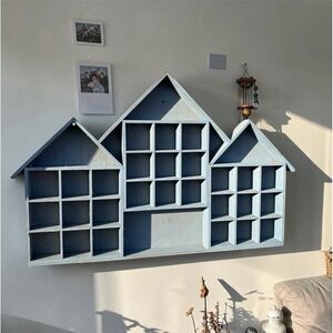 Vintage Wood Home Trinket Wall Display Shelf Large Cottage Granny Core 24x16"